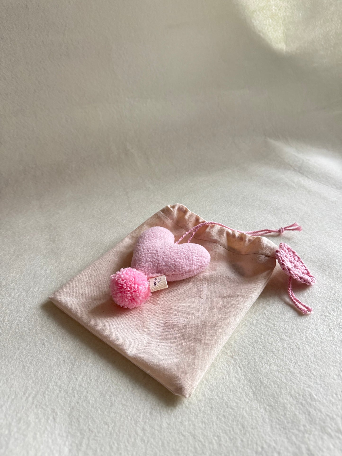 Handmade Pastel Plush Heart Bag Charm | Add to Flowers Gift | Bag Accessories | Galentines Gift - Sweet Pea