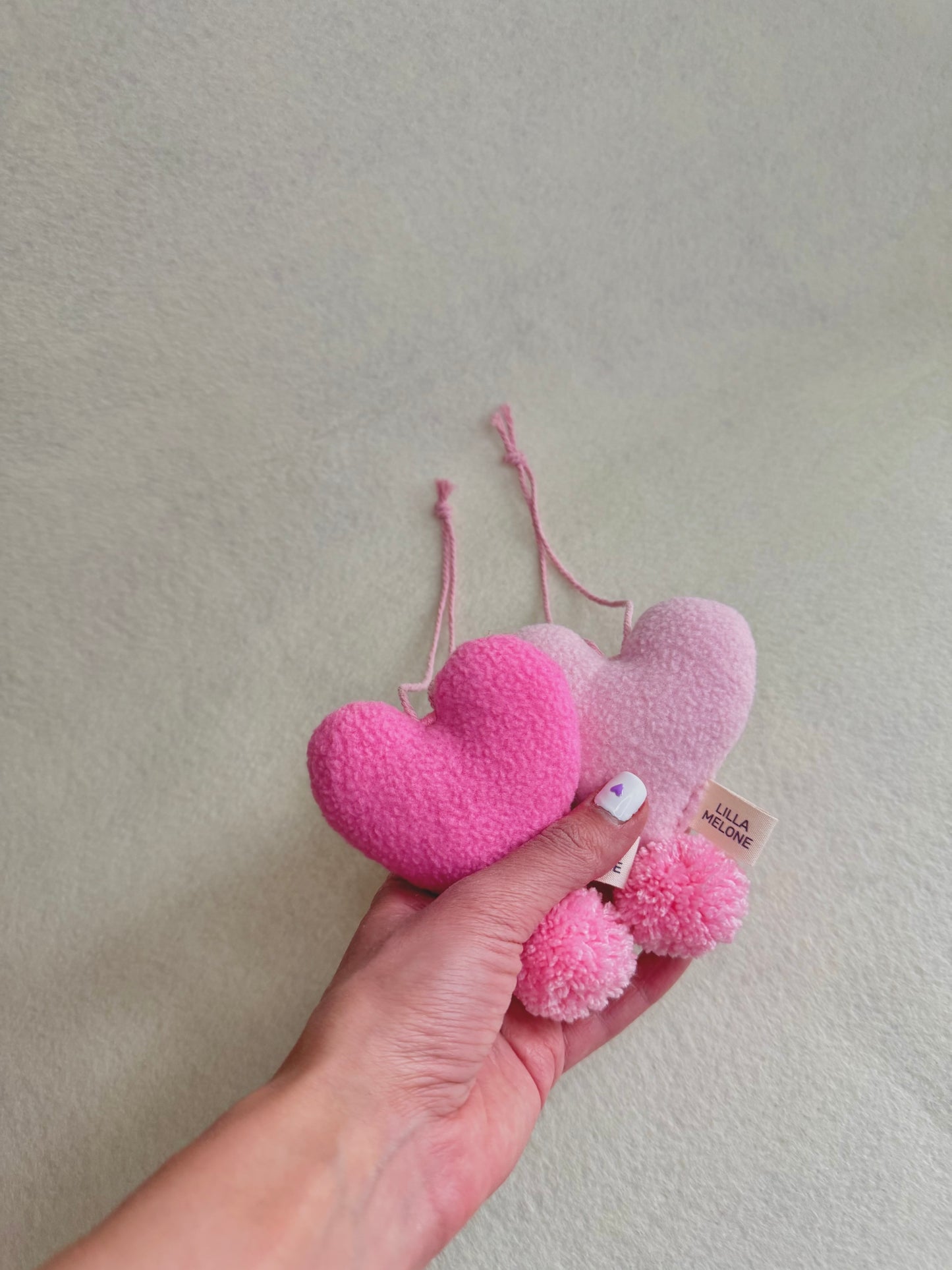 Handmade Pink Plush Heart Bag Charm | Add to Flowers Gift | Bag Accessories | Galentines Gift - Pinky Promise