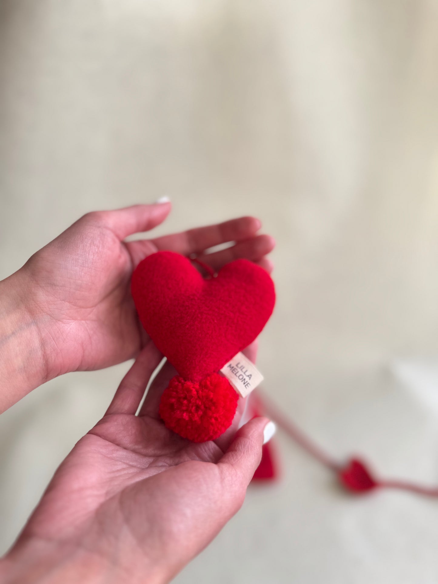 Handmade Plush Heart Bag Charm - Love Pom | Valentines Gift | Add to Flowers Gift | Bag Accessories