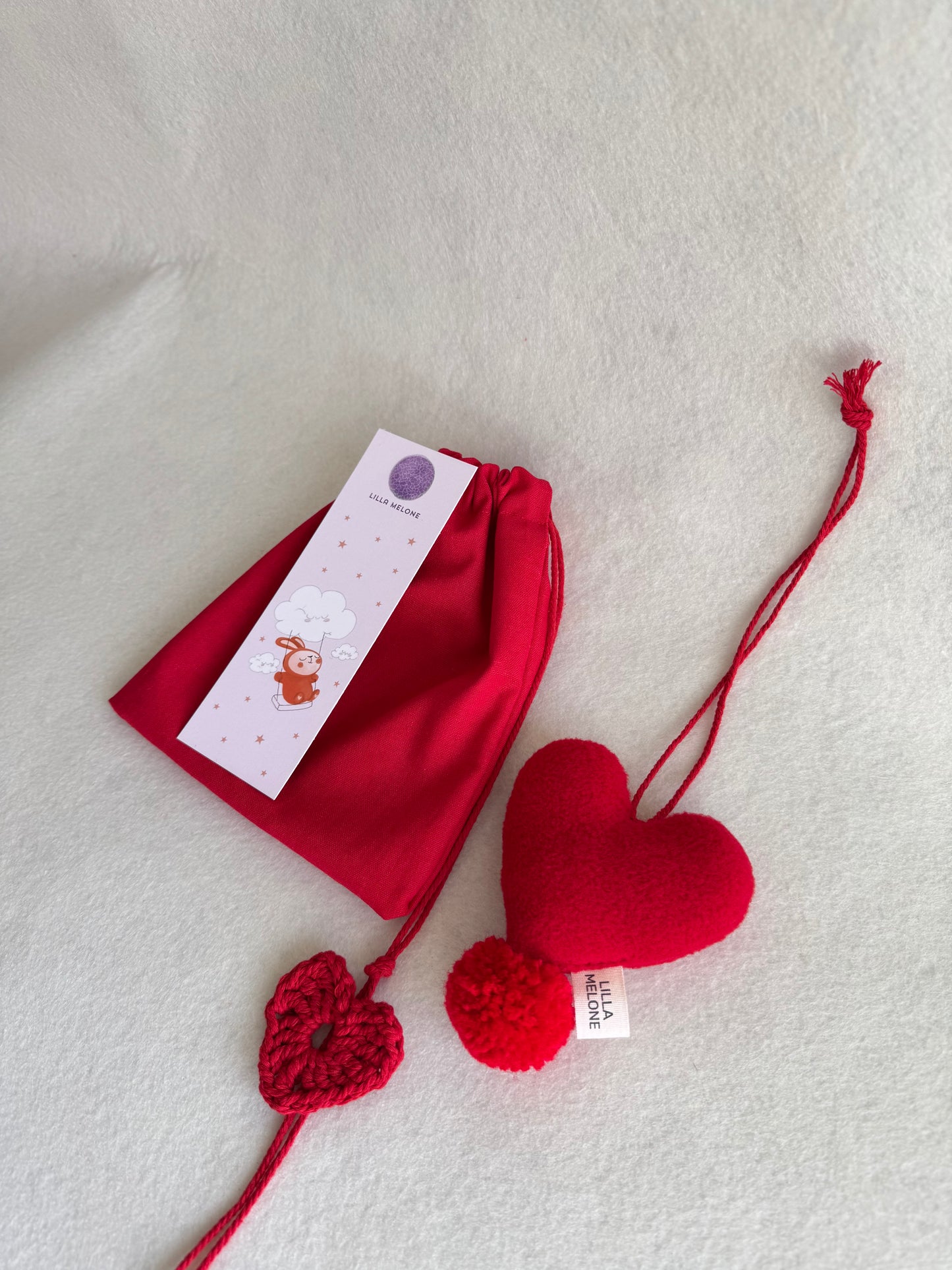 Handmade Plush Heart Bag Charm - Love Pom | Valentines Gift | Add to Flowers Gift | Bag Accessories