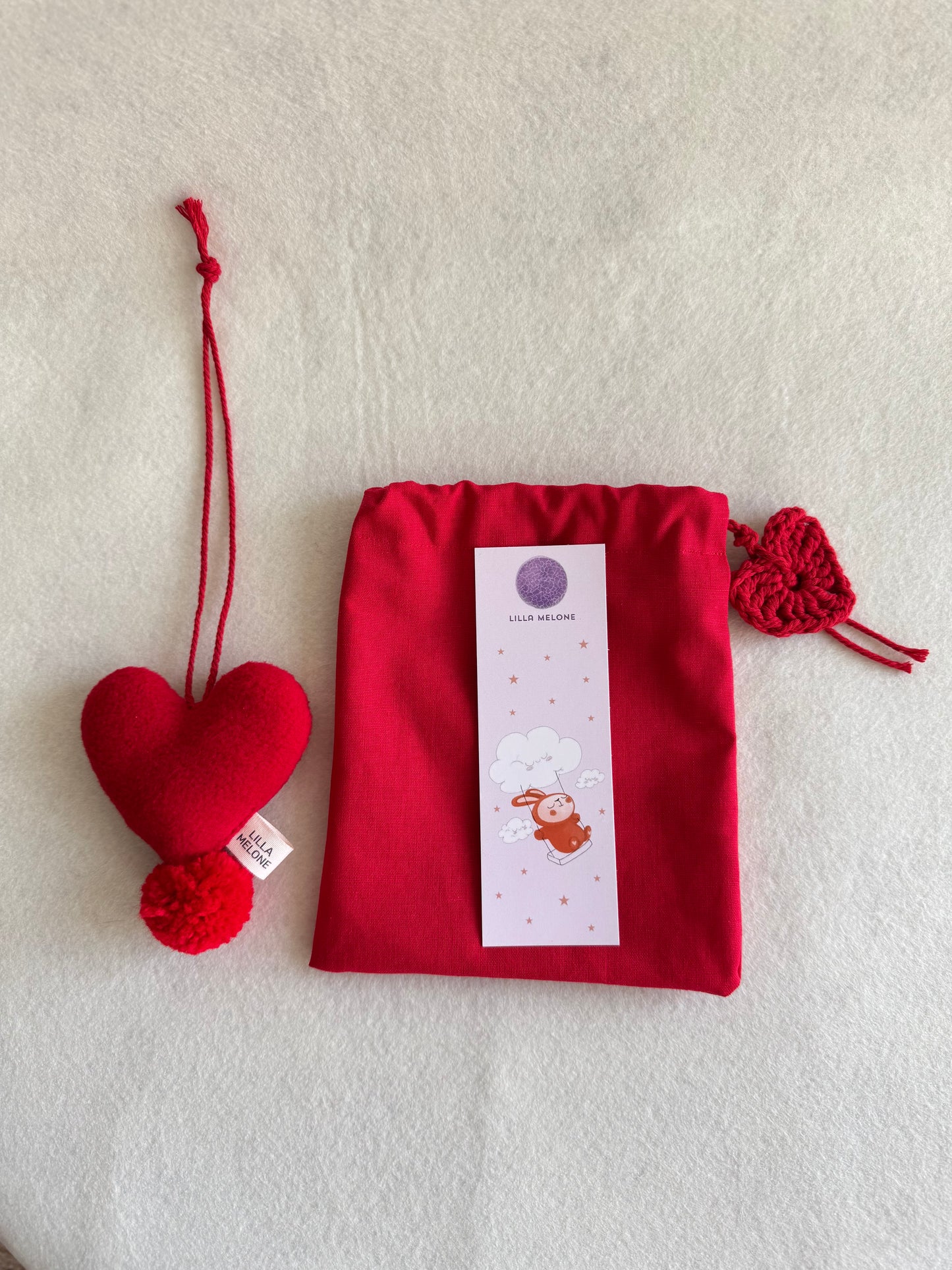 Handmade Plush Heart Bag Charm - Love Pom | Valentines Gift | Add to Flowers Gift | Bag Accessories