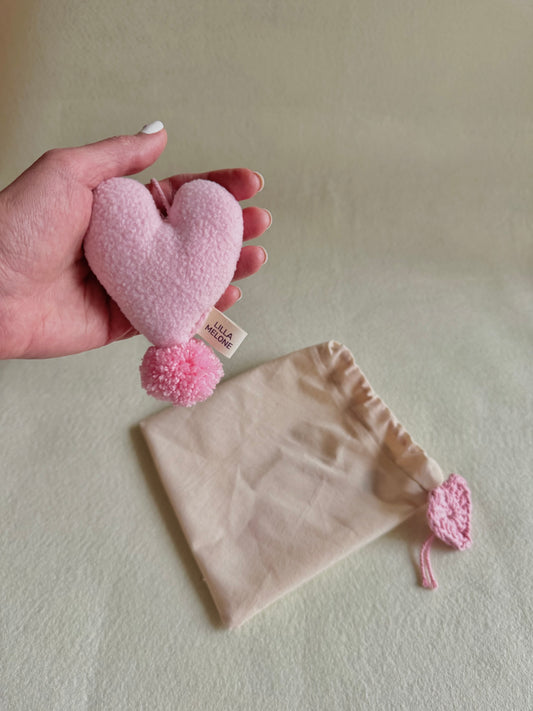 Handmade Pastel Plush Heart Bag Charm | Add to Flowers Gift | Bag Accessories | Galentines Gift - Sweet Pea