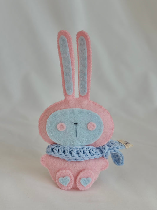 Max the Bunny (small) / Soft Pink with Sky Blue