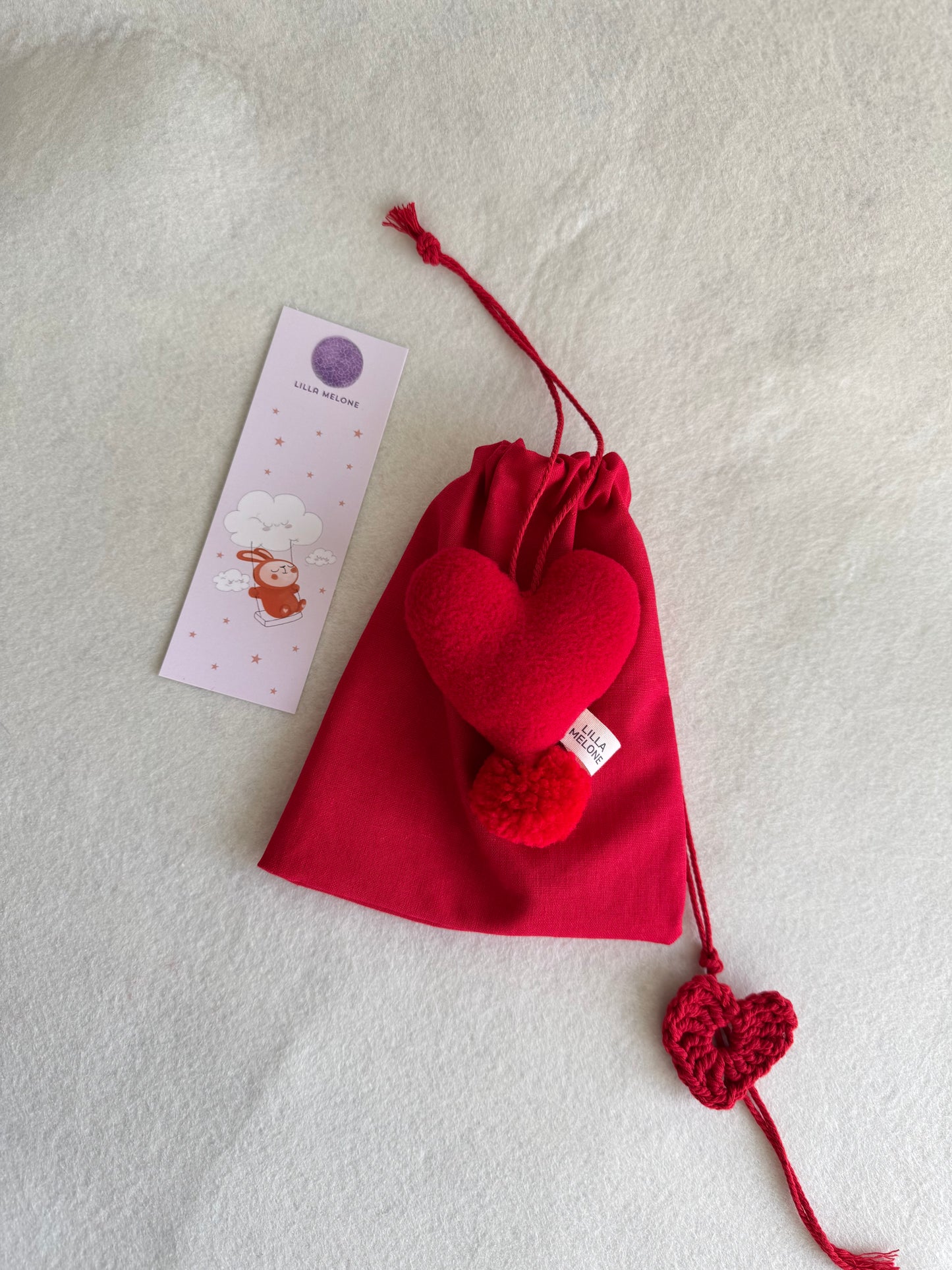 Handmade Plush Heart Bag Charm - Love Pom | Valentines Gift | Add to Flowers Gift | Bag Accessories