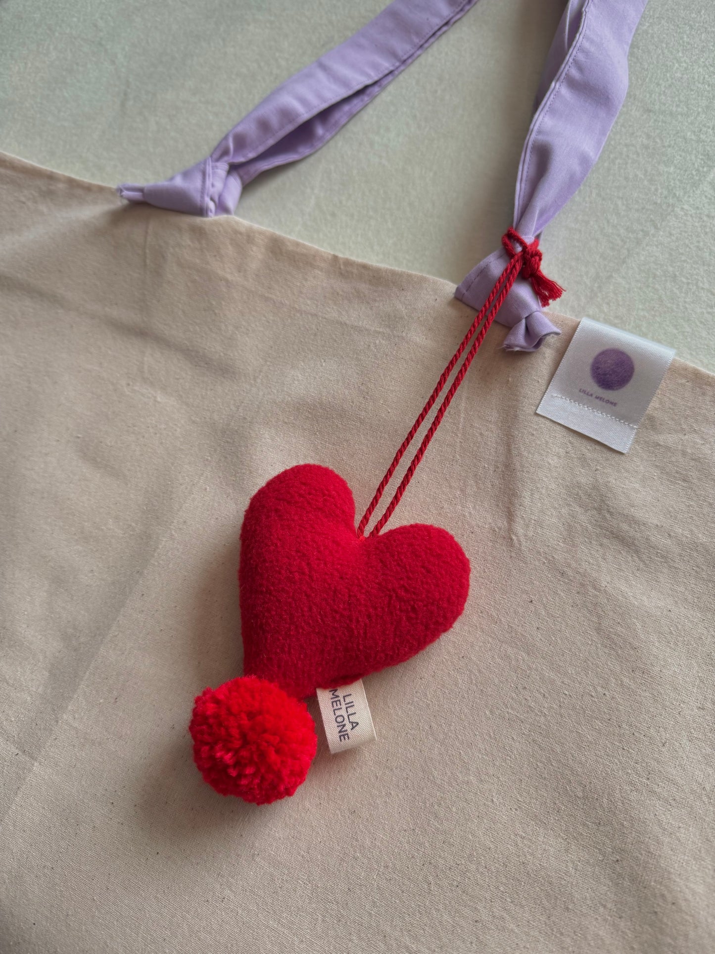 Handmade Plush Heart Bag Charm - Love Pom | Valentines Gift | Add to Flowers Gift | Bag Accessories