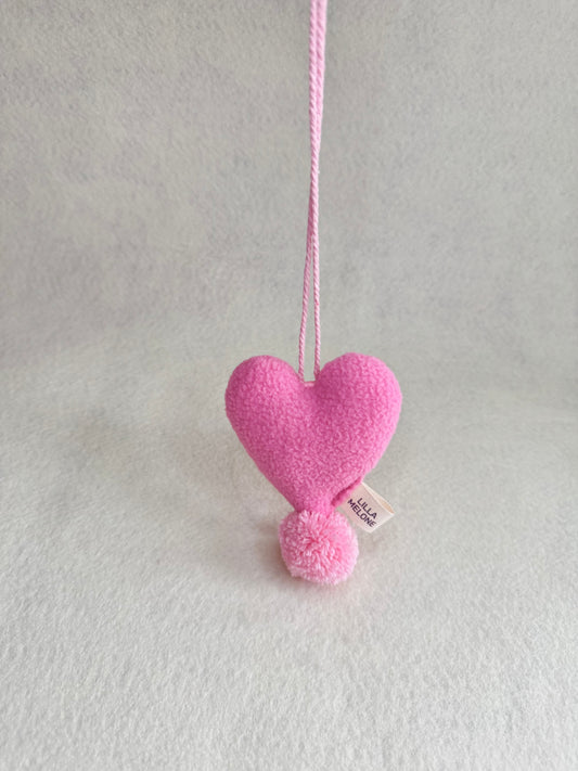 Handmade Pink Plush Heart Bag Charm | Add to Flowers Gift | Bag Accessories | Galentines Gift - Pinky Promise