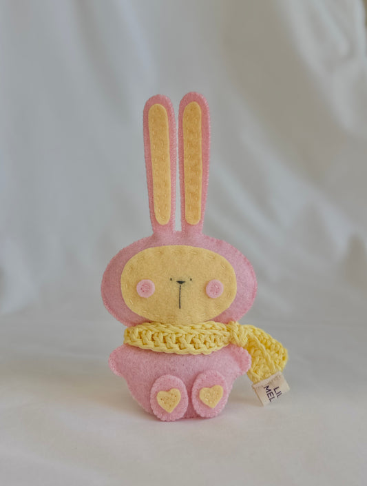 Max the Bunny (small) / Soft Pink with Pastel Yellow