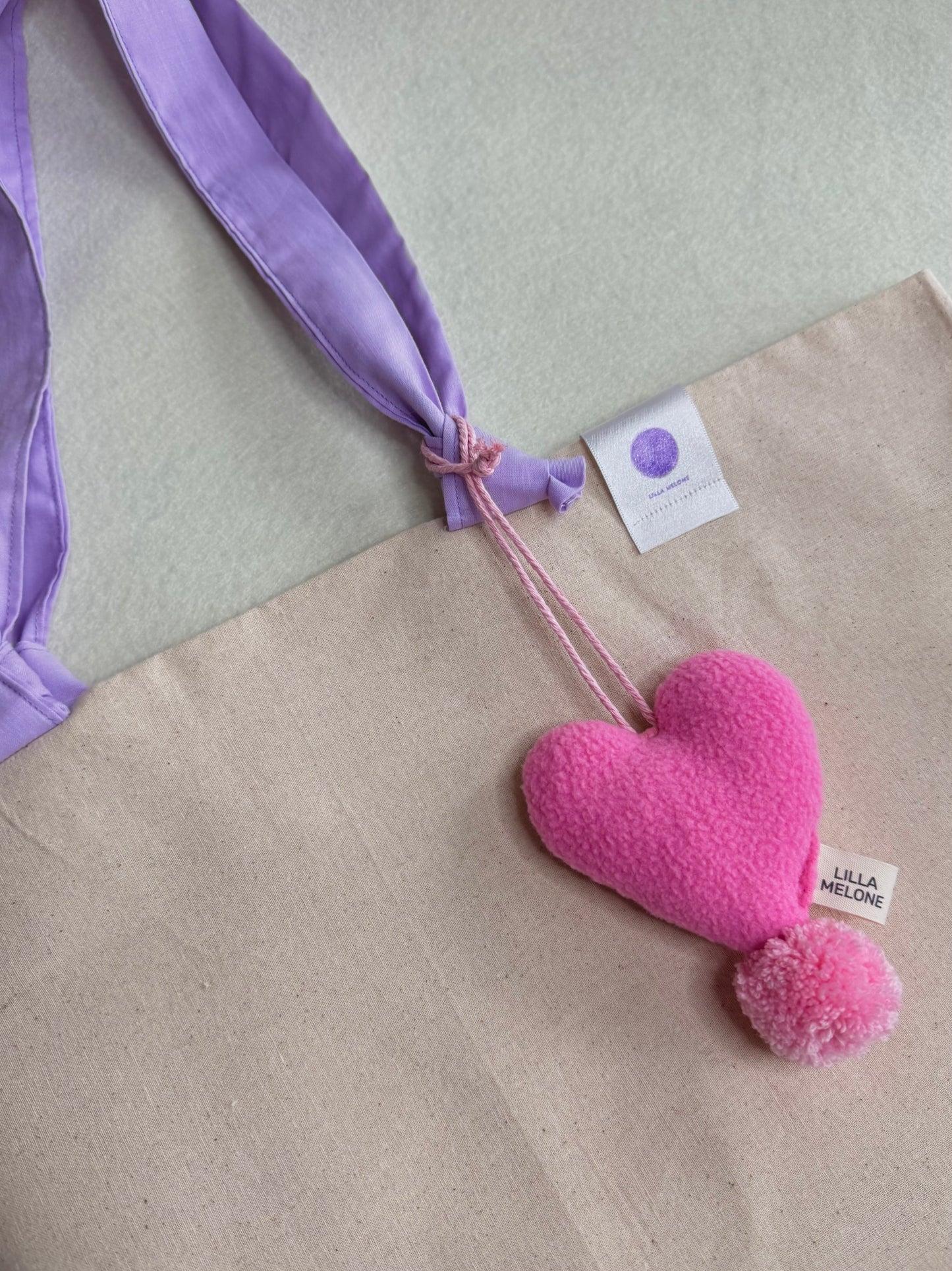 Handmade Pink Plush Heart Bag Charm | Add to Flowers Gift | Bag Accessories | Galentines Gift - Pinky Promise