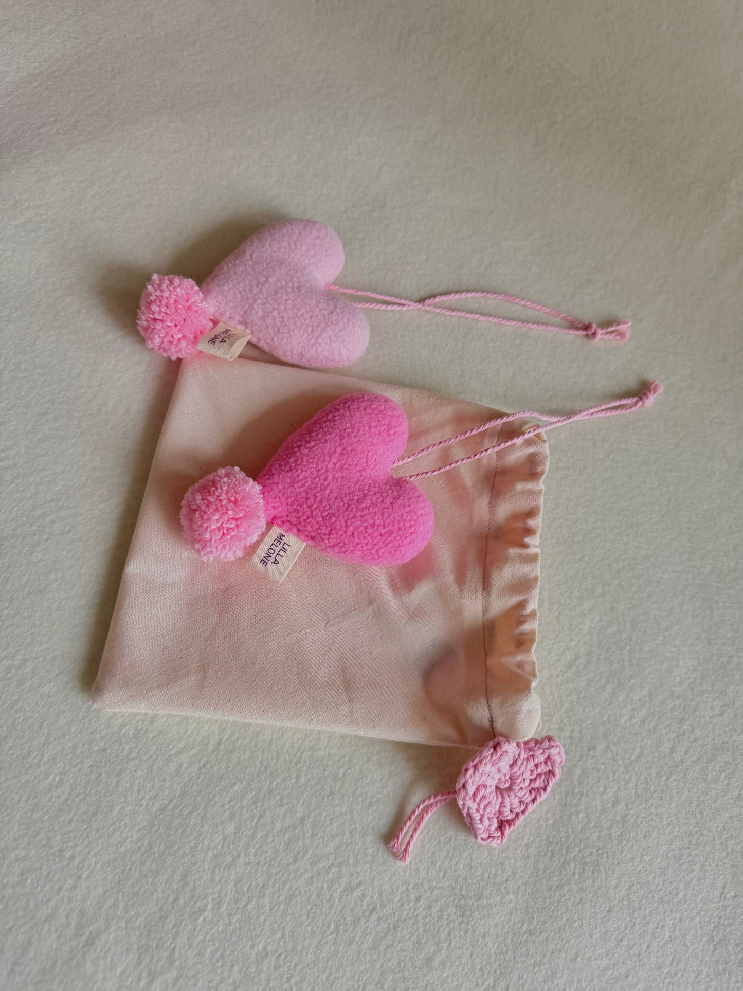 Handmade Pink Plush Heart Bag Charm | Add to Flowers Gift | Bag Accessories | Galentines Gift - Pinky Promise