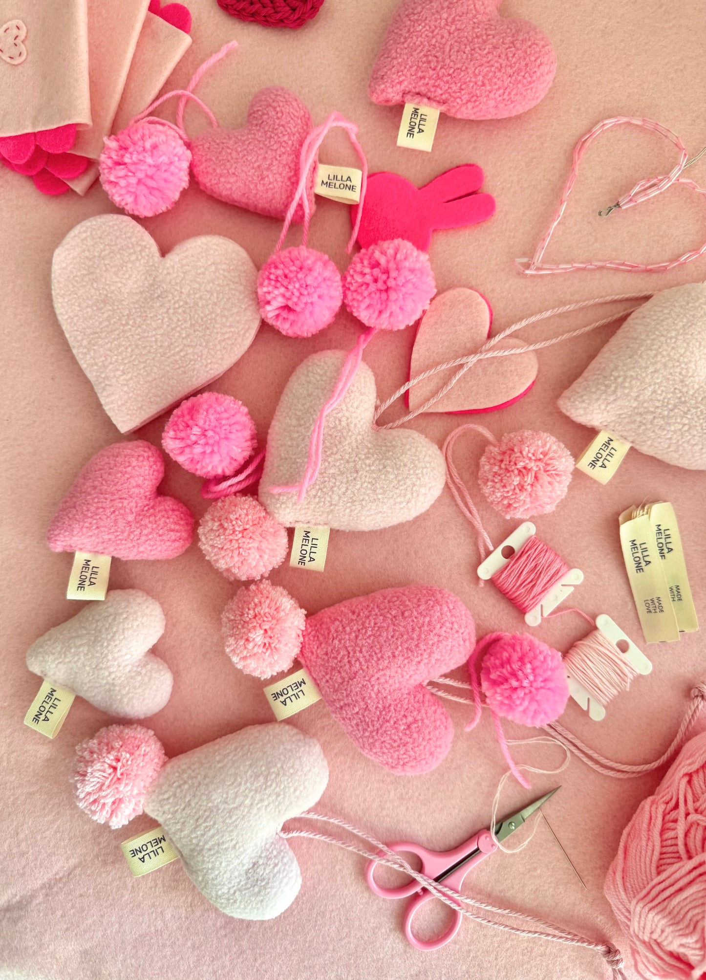 Handmade Pastel Plush Heart Bag Charm | Add to Flowers Gift | Bag Accessories | Galentines Gift - Sweet Pea